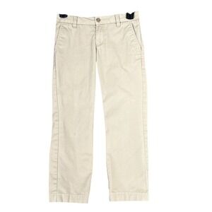 Lands End Pants Girls 8 Beige School Uniform Formal Adjustable Waist Chino Khaki